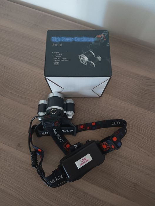 Latarka czołowa, na głowę, led, czołówka, mocna