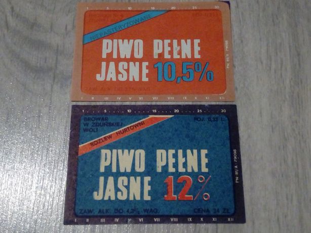 Etykiety piwne PRL Browar Zduńska Wola