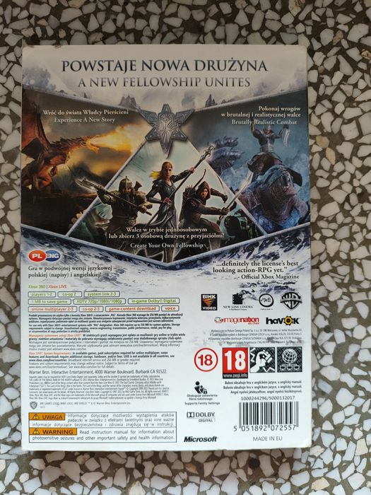 Władca Pierścieni Wojna Na Północy PL Xbox 360