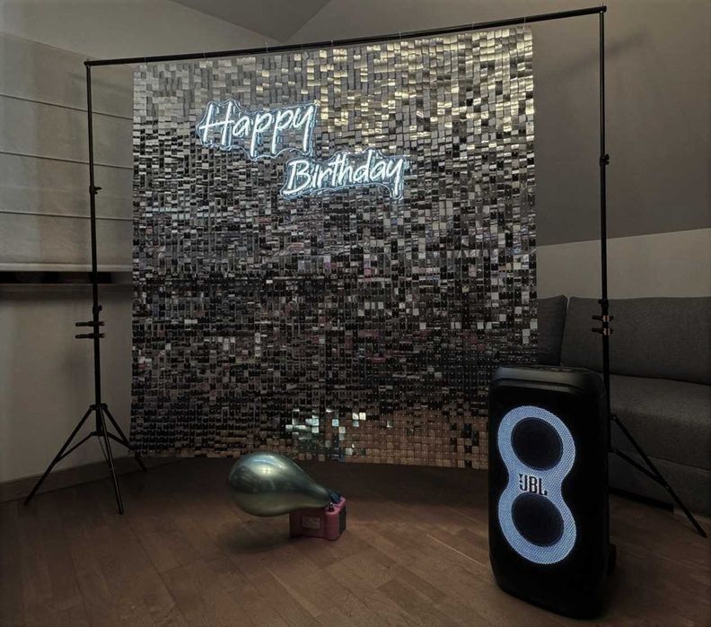 Głośnik imprezowy JBL PartyBox 320, ścianka, neon Happy birthday