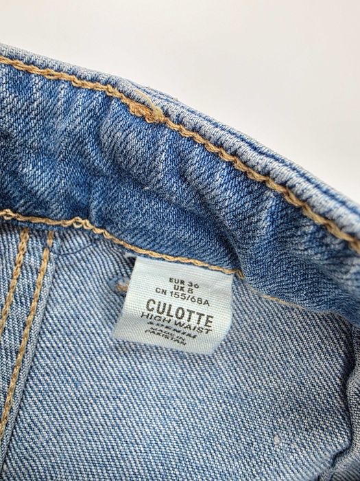 Высокие женские джинсы кюлоты широкие штанины голубые H&M 42-44