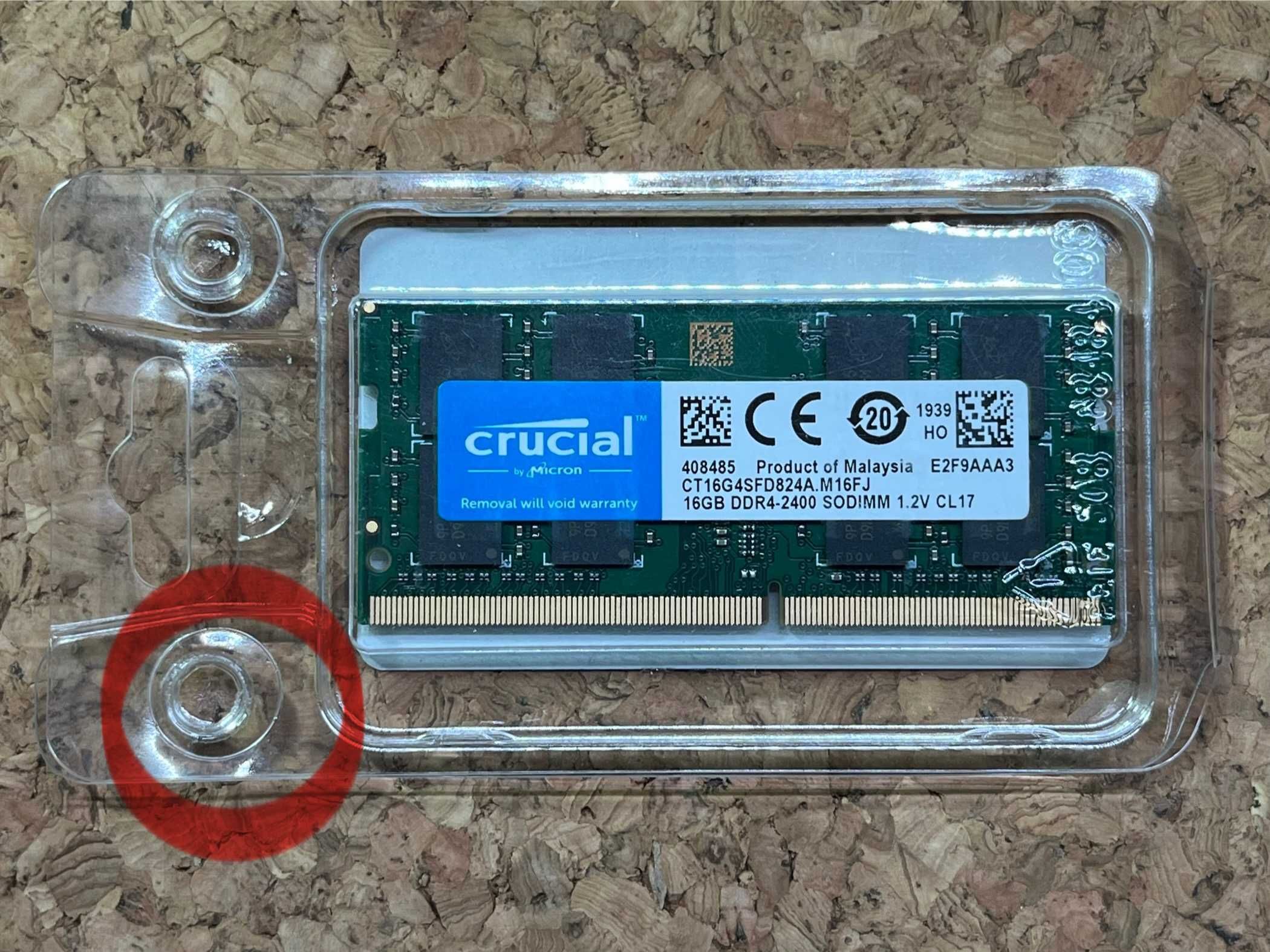 Оперативна памʼять (нова) Crucial DDR4 SODIMM 16GB 2400 MHz CL17