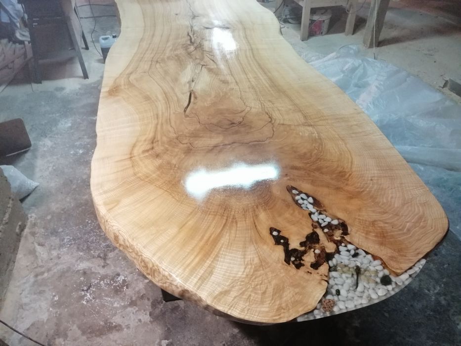Stół z monolitu 320x110x7 biurko stolik kawowy jesion live edge oak