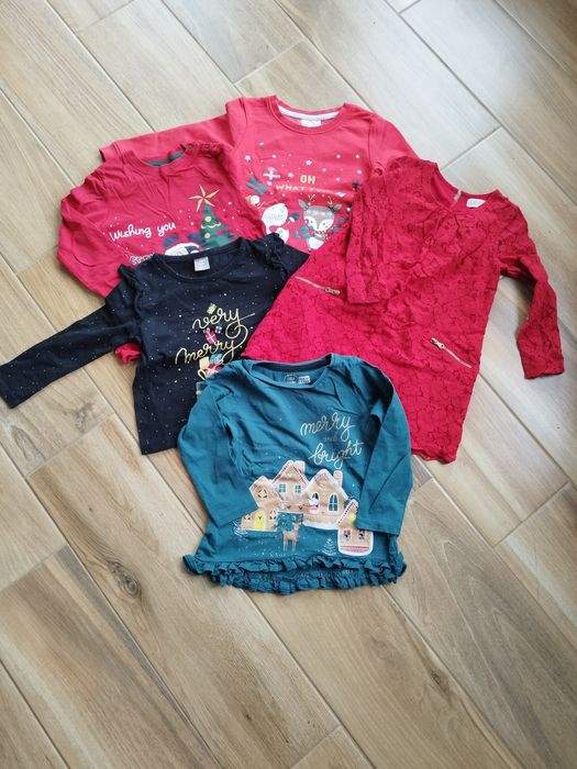 Zestaw świątecznych ubrań 98 sukienka bluzki