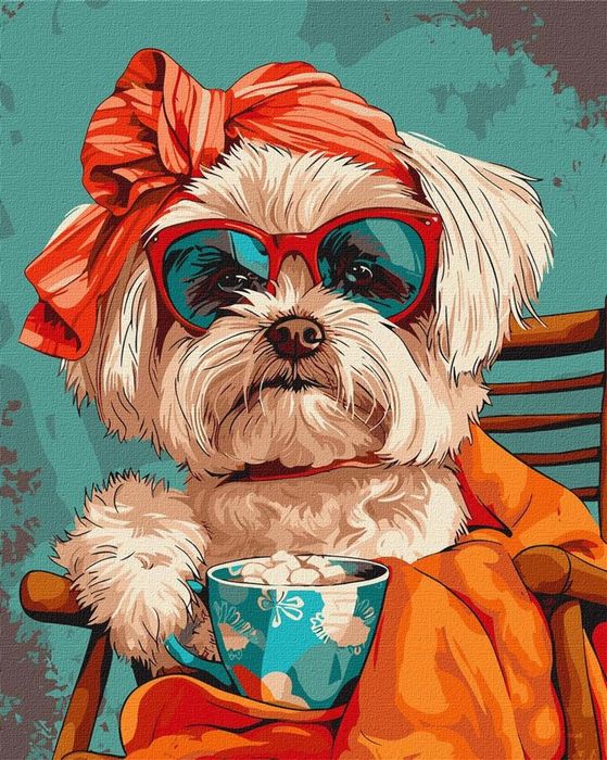 Malowanie po numerach - Stylowy Shih tzu 40x50cm Ideyka ,402x499 mm