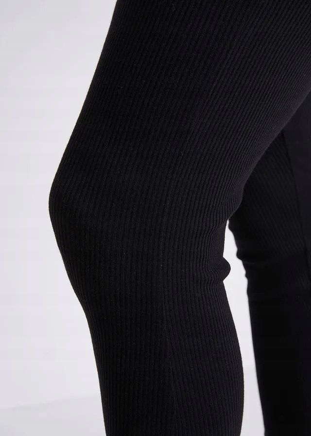 B.P.C legginsy ciążowe czarne bawełniane prążkowane 36/38.