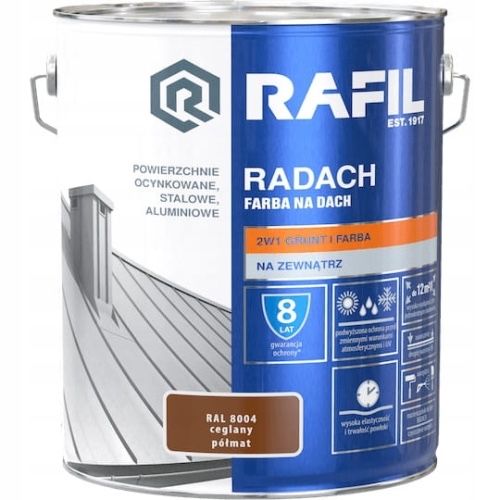 Farba na dach Rafil Radach 15l Ceglany ral 8004