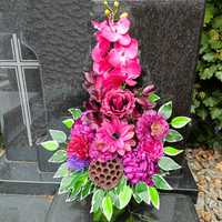 Purpurowy bukiet do wazonu na grób pomnik cmentarz wiązanka