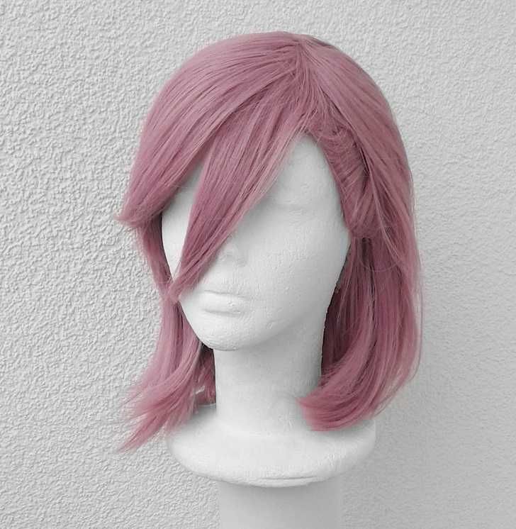 Różowa krótka bob peruka z grzywką cosplay wig Amano Ririsa Aira anime