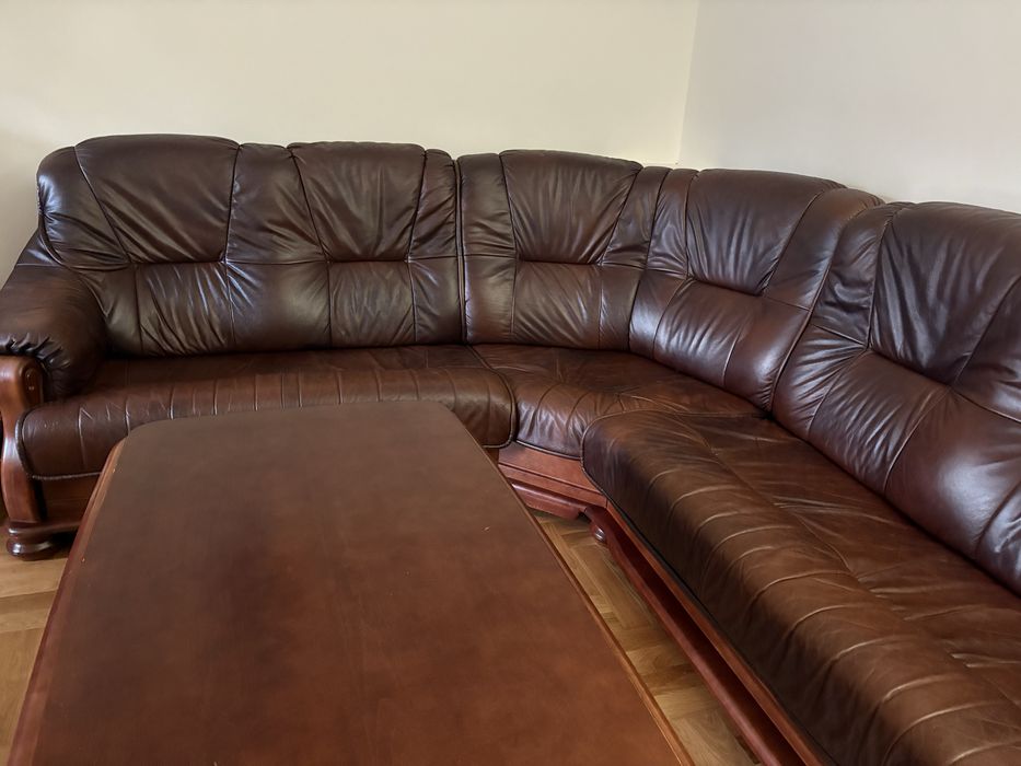 Skorzana kanapa + ława