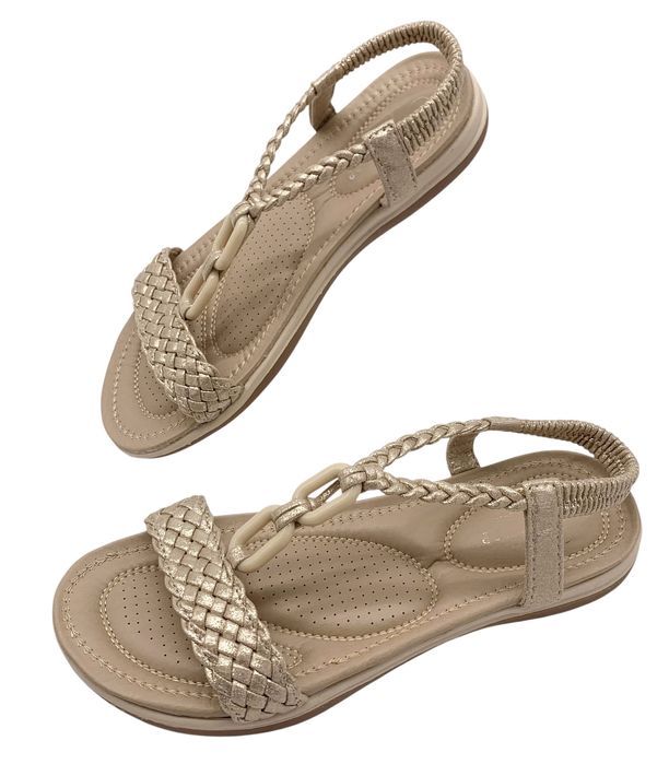 Sandały damskie złote elastyczne wsuwane 38 Wick miękkie wygodne