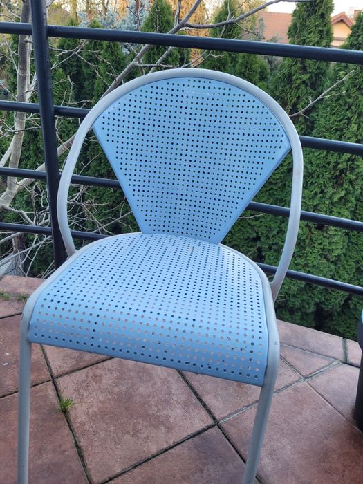 Ikea krzesło metalowe niebieskie