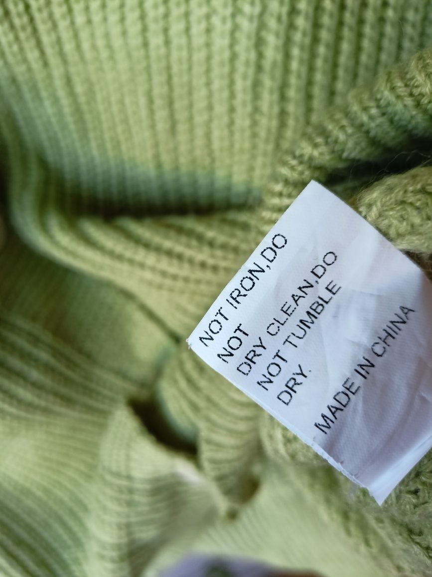 Sweter krótki kardigan rozpinany Zielony Groszek Shein M oversize