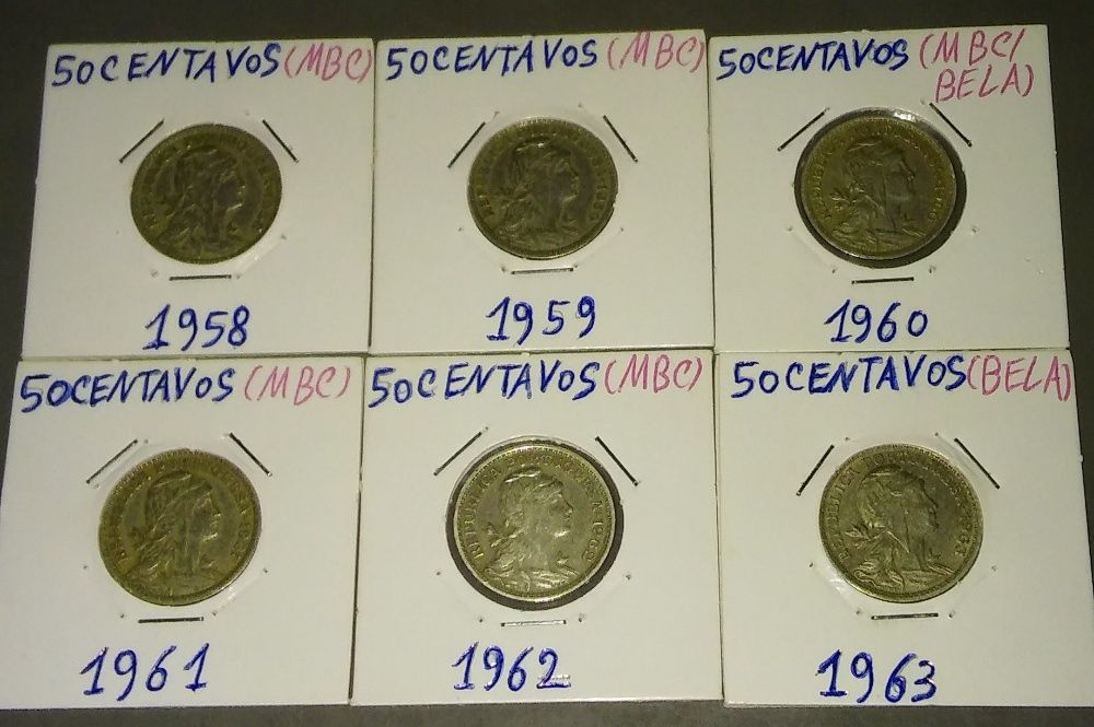 Moedas 50 centavos alpaca coleção completa muito boa