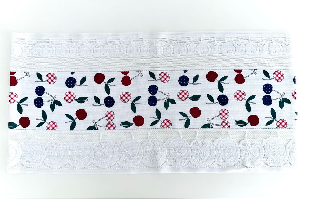 Nowa firanka zazdrosna biała wisienki 140 cm x 34 cm