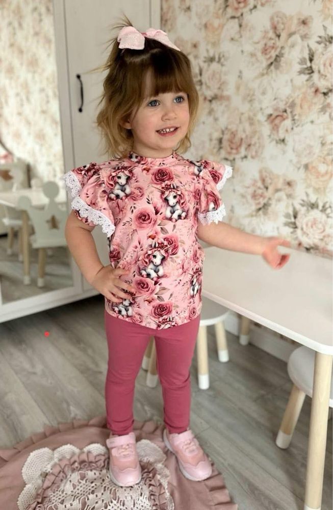 Hebe Kids bluzka w jednorożce w kwiatach kwiatki 110 cm