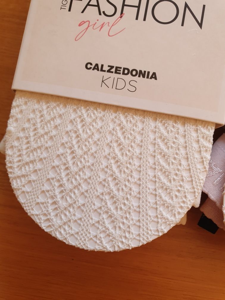 2 szt rajstopy Calzedonia kids 9/13 różowe i kremowe