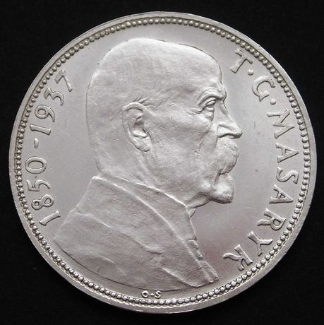 Czechosłowacja 20 koron 1937 - Masaryk - srebro - stan 1/2