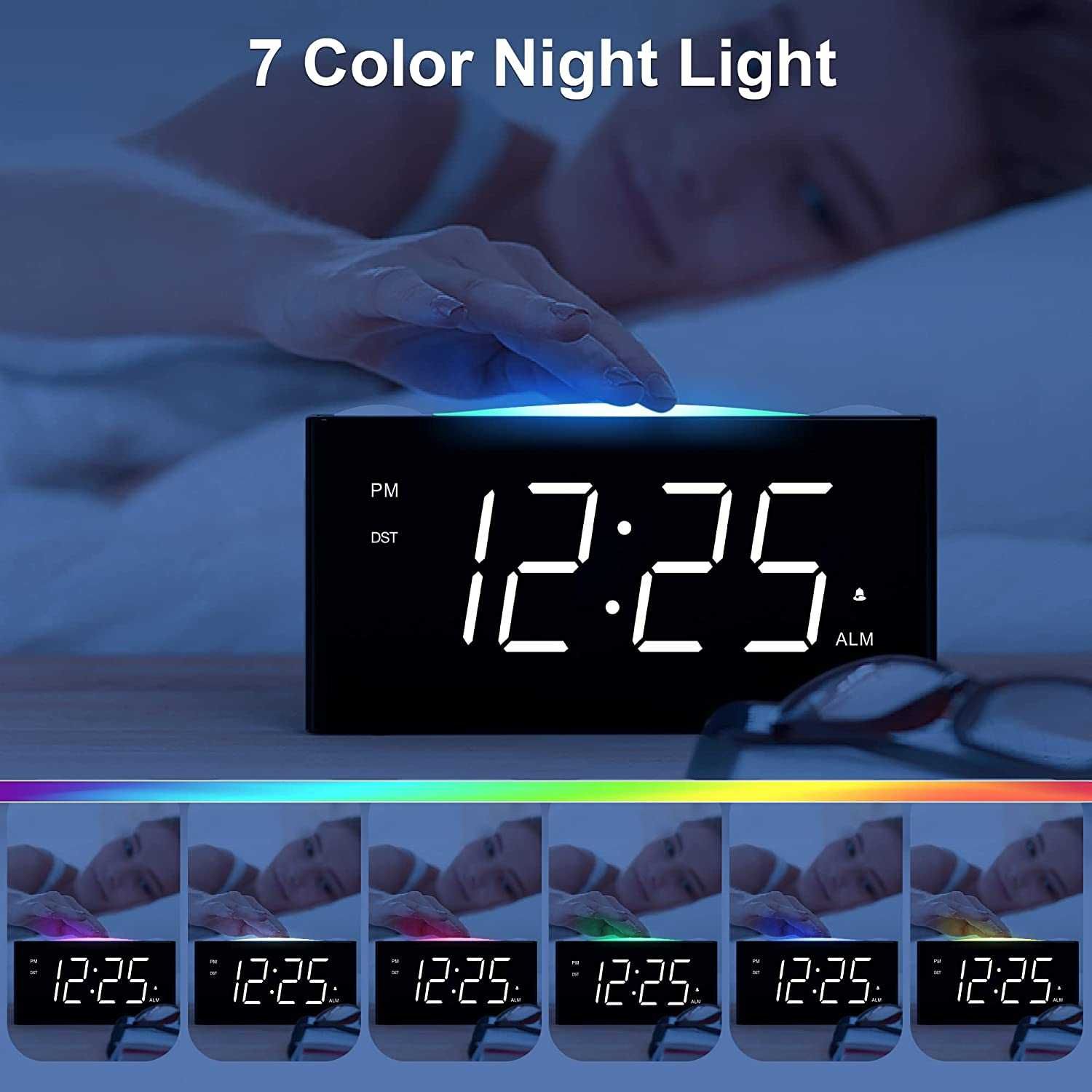Mesqool CR1008 budzik zegar RGB 2x USB ładowarka ściemniacz alarm