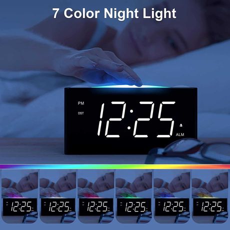 Mesqool CR1008 budzik zegar RGB 2x USB ładowarka ściemniacz alarm