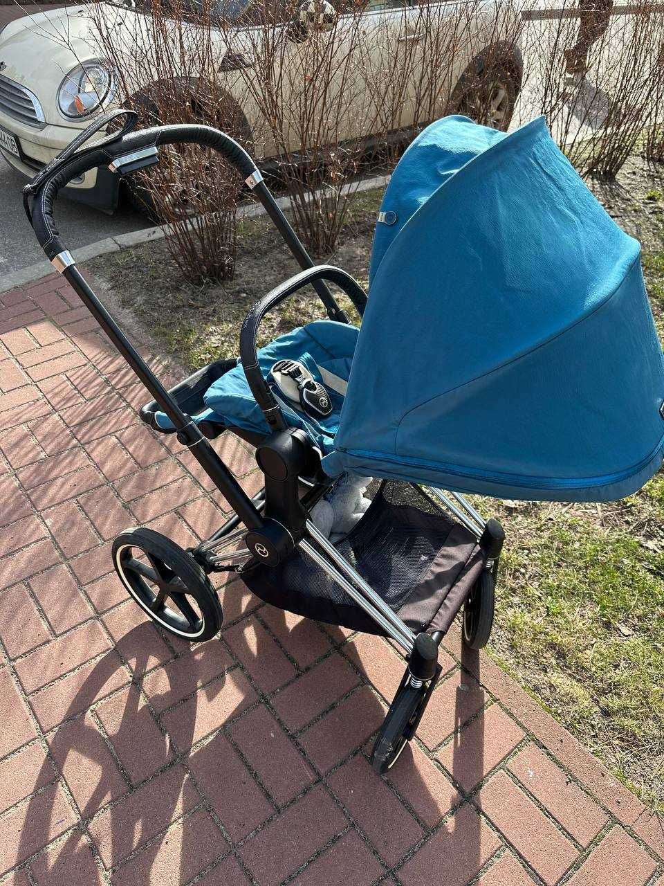 Візок Cybex Priam Lux seablue шасі+ прогулка коляска сайбекс platinum