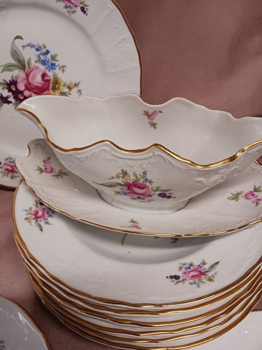 Serwis obiadowy kwiaty Czechoslowacja Bernadotte