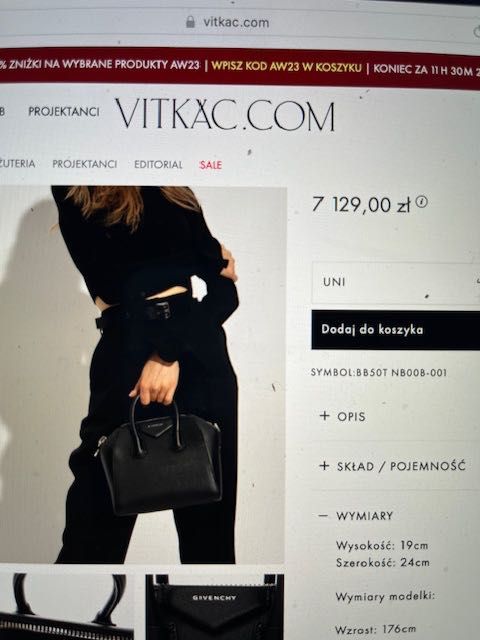 czarna torba na ramię model Antigona Mini Givenchy oryginał