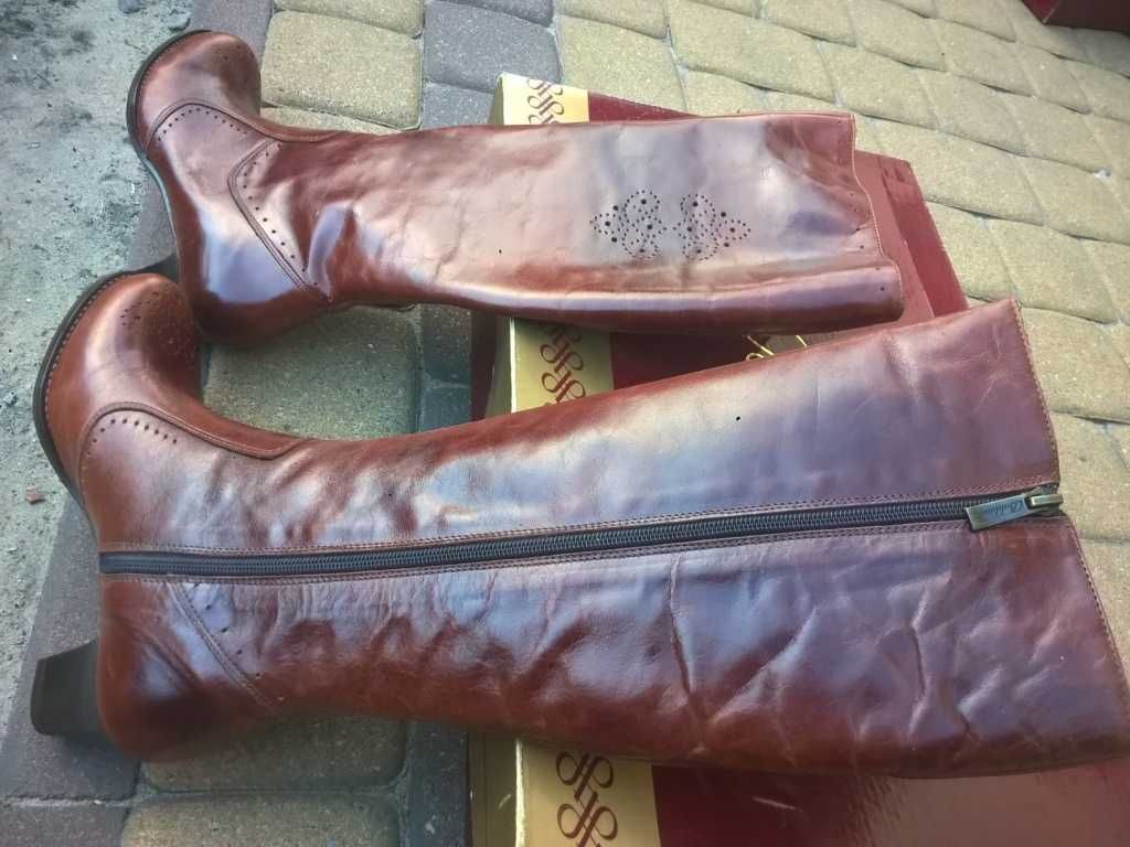 NOWE Buty-Kozaki KOWBOJKI Damskie36 Skóra100% BRĄZ-połysk I-Klasa Gw6m
