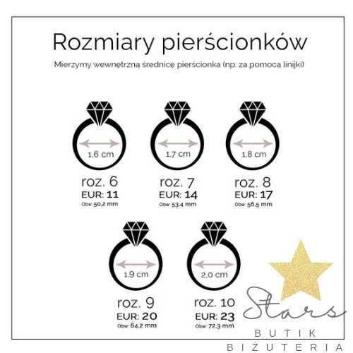 Ażurowy pierścionek biała koniczynka masa perłowa r. 7 stal 316L