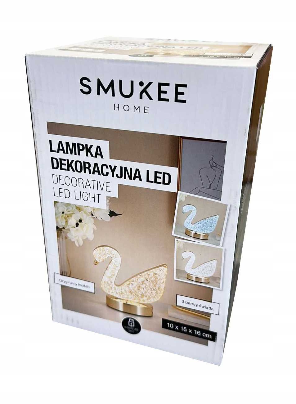 ŁABĘDŹ Lampka dekoracyjna LED nocna SMUKEE nowa