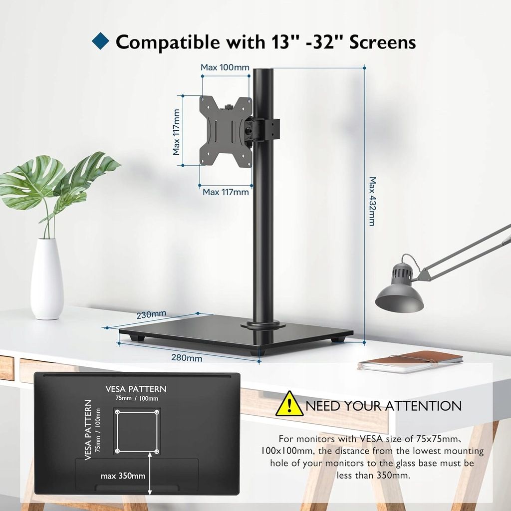 BONTEC Uchwyt do Monitora Cale Plat/Curved Ekran do 10 kg