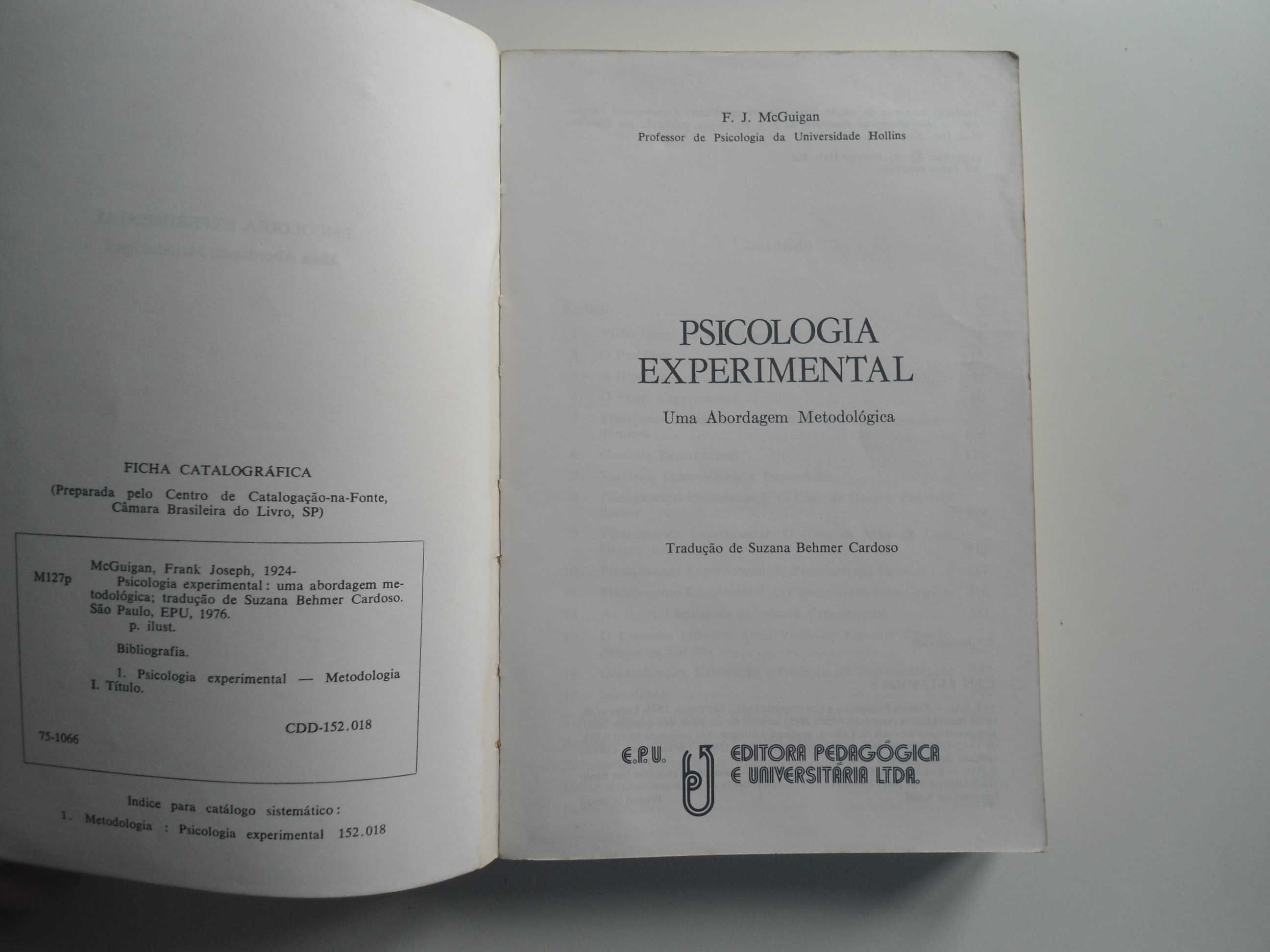 Psicologia Experimental(Uma abordagem metodológica) de F J McGuigan