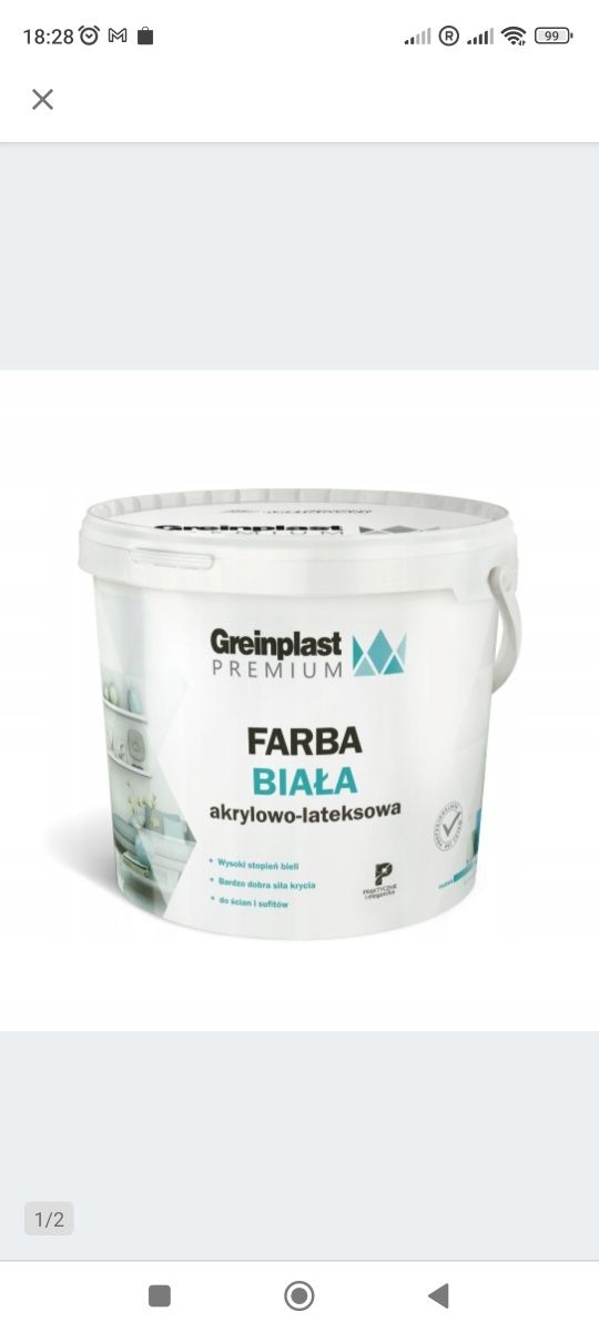 Greinplast farba biała Premium akrylowo-lateksowa