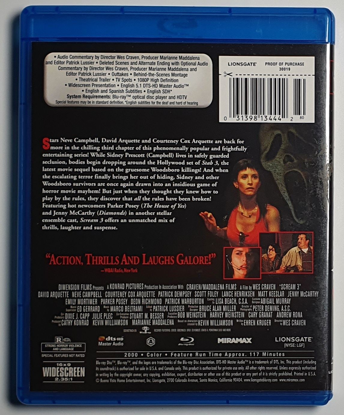 "Krzyk 3" "Scream 3" Blu-Ray USA bez PL