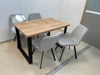 (72) Stół na metalowych nogach + 4 krzesła, nowe 1250 zł