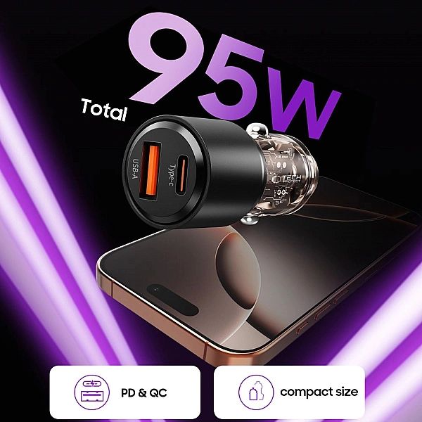 Tech-Protect Cc03/2-Port Car Charger Pd95W/Qc3.0 Black