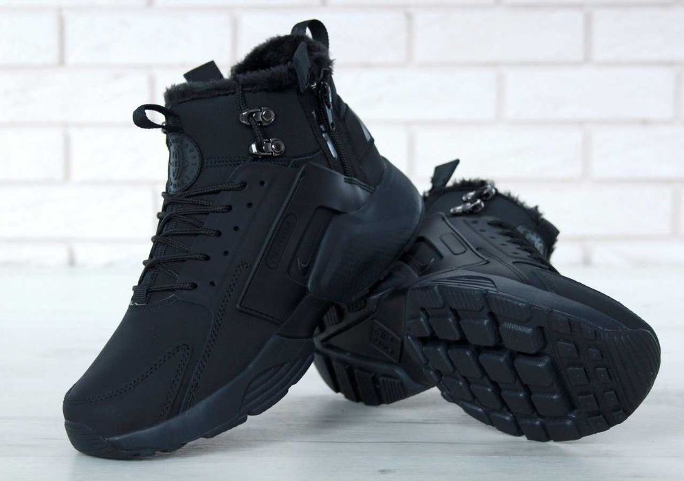 Мужские зимние кроссовки с мехом Nike Huarache Acronym "Black" 40-45