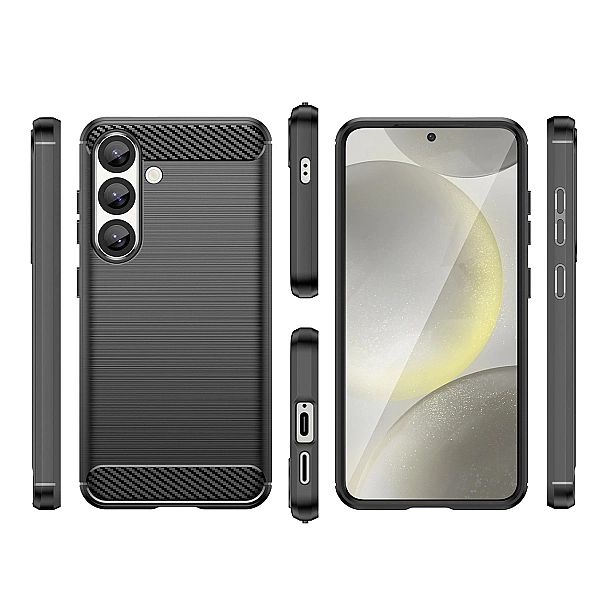 Etui Carbon Case elastyczne silikonowe na Xiaomi Poco F7 Pro - czarne