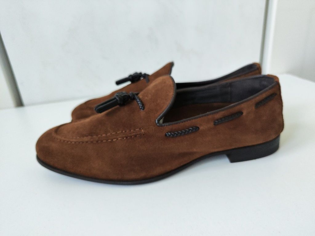 Zara замшеві чоловічі туфлі лофери з кісточками