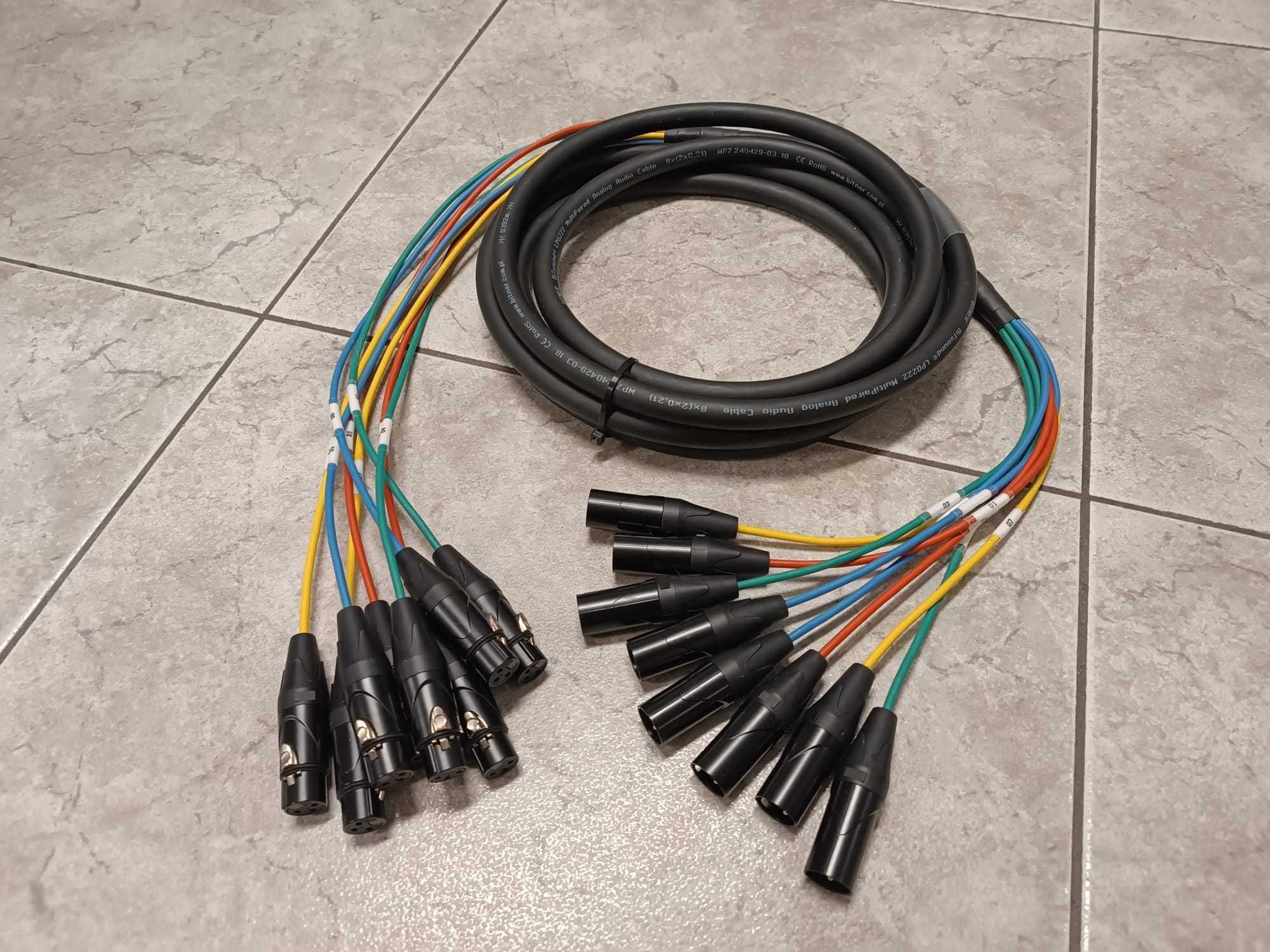 Kabel wieloparowy multicore audio 8x XLR-XLR multipara IEM Bitner 5m