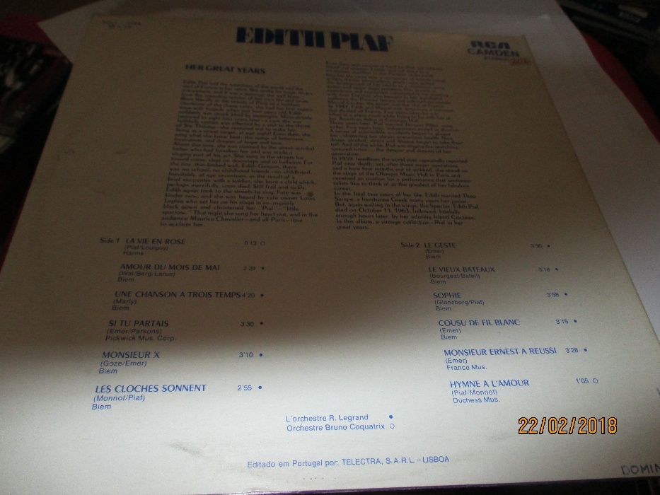 Vinil Edith Piaf - 1 LP e 1 triplo