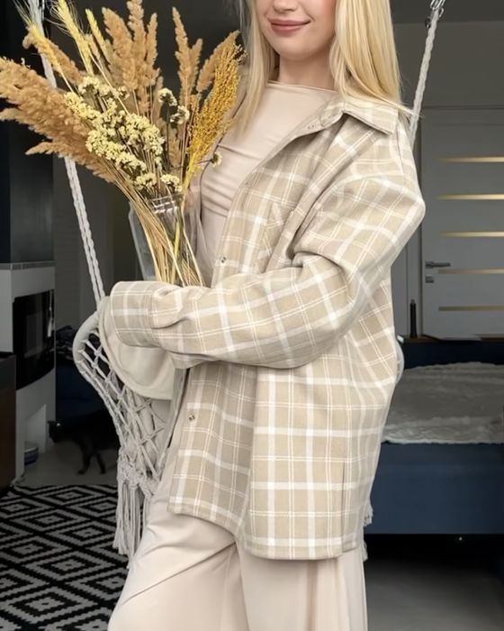 Рубашка бежева базова утеплена Twinssoul