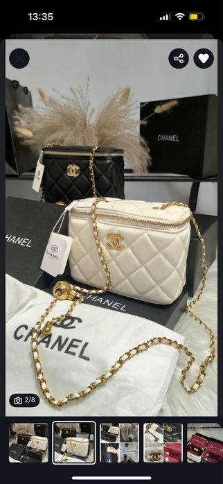 Шкіряна сумка Chanel куб. Сумка Шанель чорний,білий