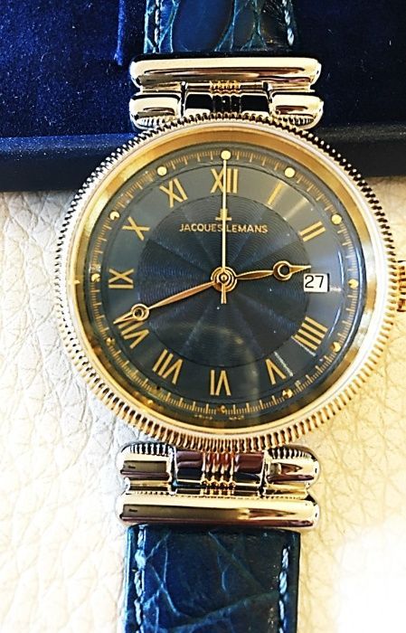Jacques Lemans relogio automático suiço plaque ouro