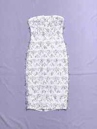 Нарядное белое платье девочке 12-13 лет 152-158 см с пайетками