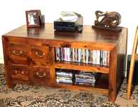 Kolonialna lub loft szafka RTV z litego drewna palisander - AlmiDecor