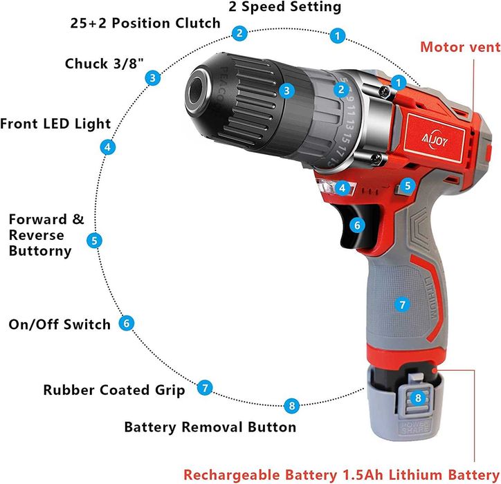 Berbequim aparafusador de 12 V, 40 acessórios, novo