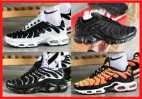 Кроссовки мужские кожаные Nike Tn+ черные белые / кросы Найк Тн+ сетка