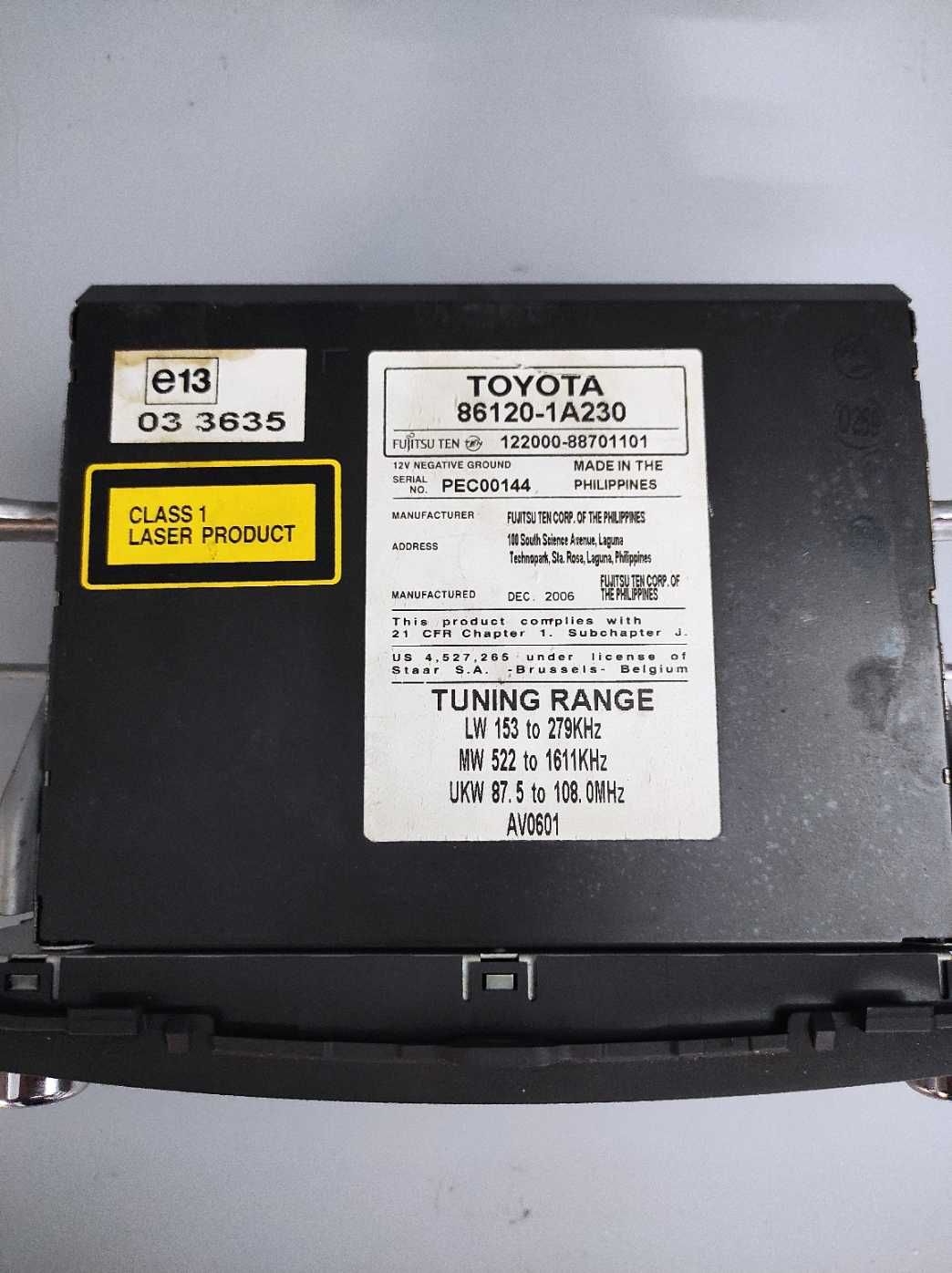 Radio CD TOYOTA AURIS I E15, OE: 86.120-1A230