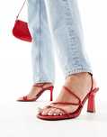 Stradivarius 41 Sandały Na Obcasie Czerwone R12857